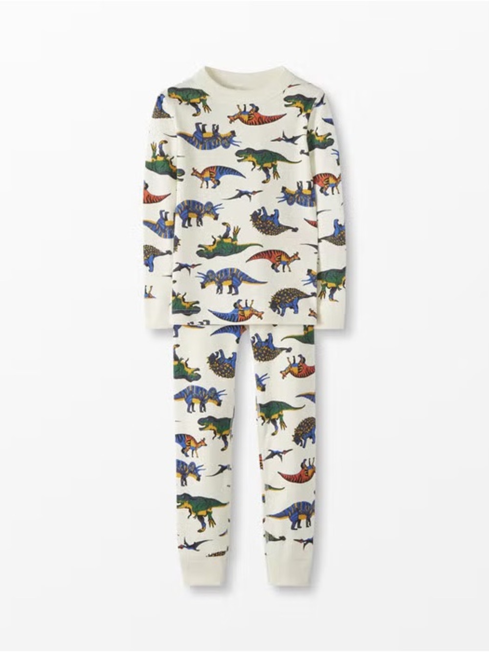Hanna Andersson Cream Dinosaur Print Pajama Set with Dinosaurs Size 6-7